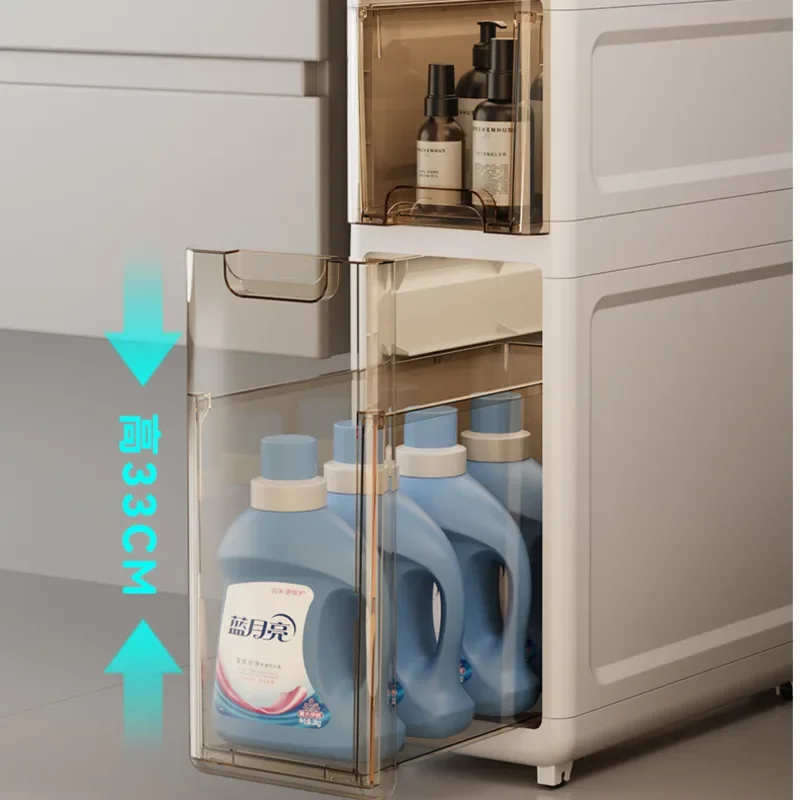 Ultra-Narrow Toilet Shelves –Multi-Layer Bathroom Storage,Refrigerator Seam Organizer,Drawer-Type Floor Cabinet for Small Spaces image 6