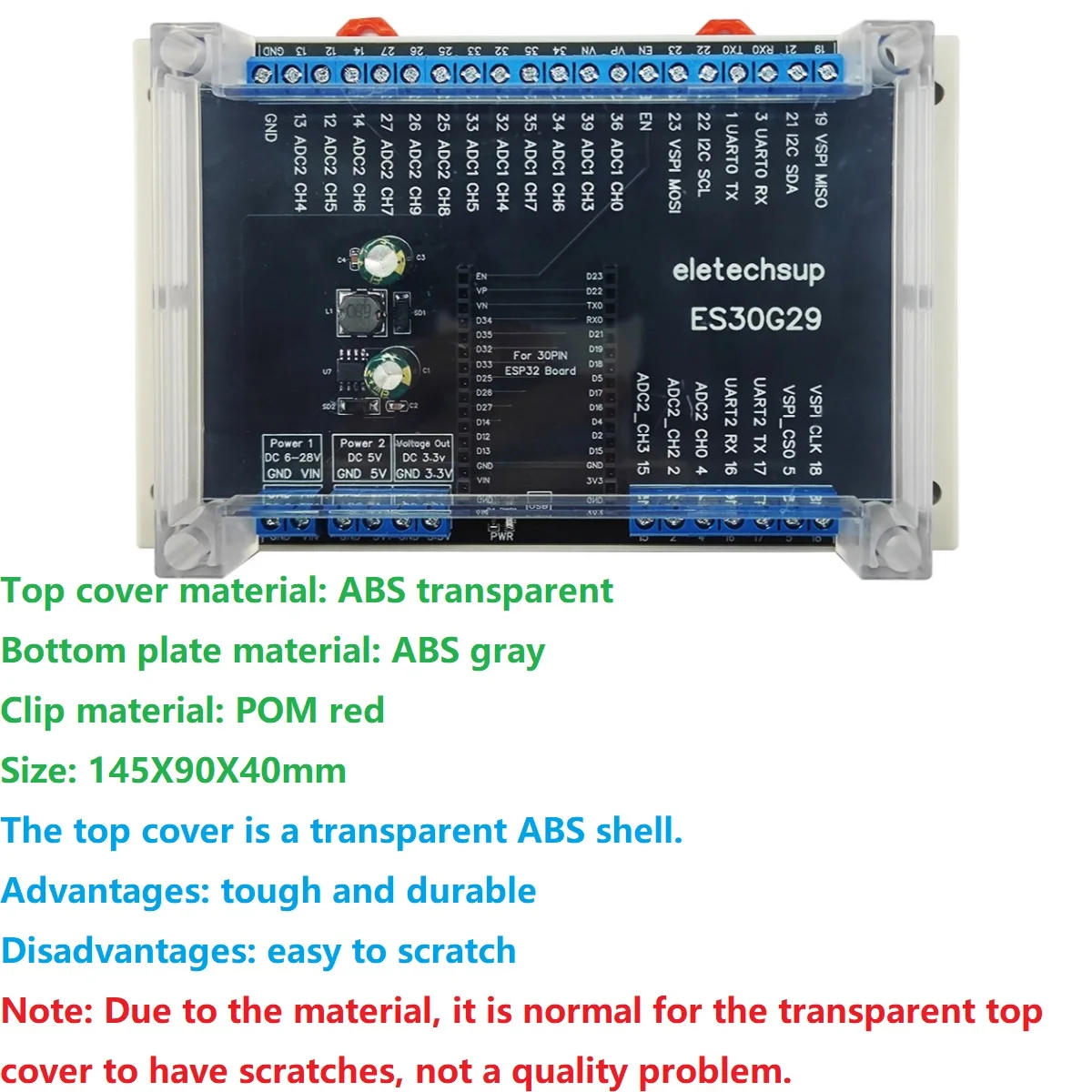

Din Rail 5.0 Cross Terminal Block Adapter Module for Bluetooth Arduino Wifi IOT Transparent Cover ESP32 Devkit Expansion Board