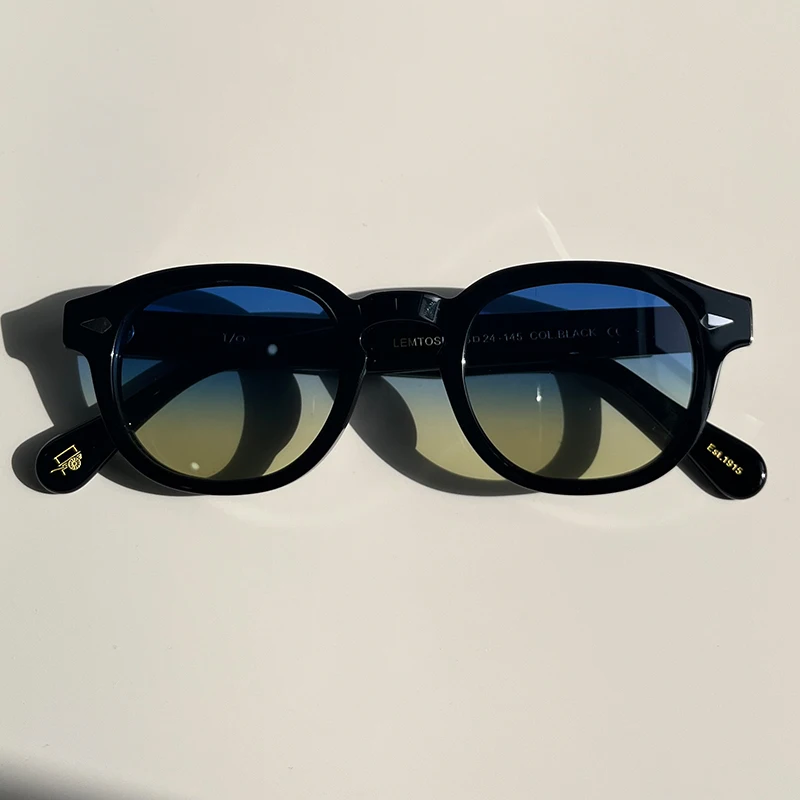 Черные ацетатные солнцезащитные очки 44/46/49 размера, мужские поляризационные очки Johnny Depp Lemtosh, женские элитные брендовые винтажные модные очки