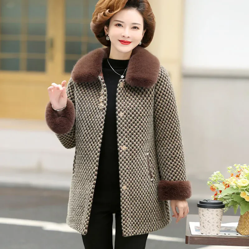 

2024 Autumn Winter Thick Warm Parka Coat Fashion Loose Fur Collar Medium Long Fur One Noble Mink Jacket Women's Overcoat Outwear