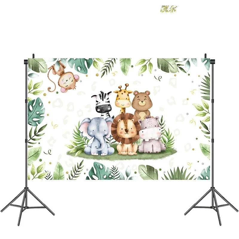 Forest Jungle Zoo Party tema festa di compleanno per bambini Set di posate Decorative tazza di carta velina Banner tovaglia