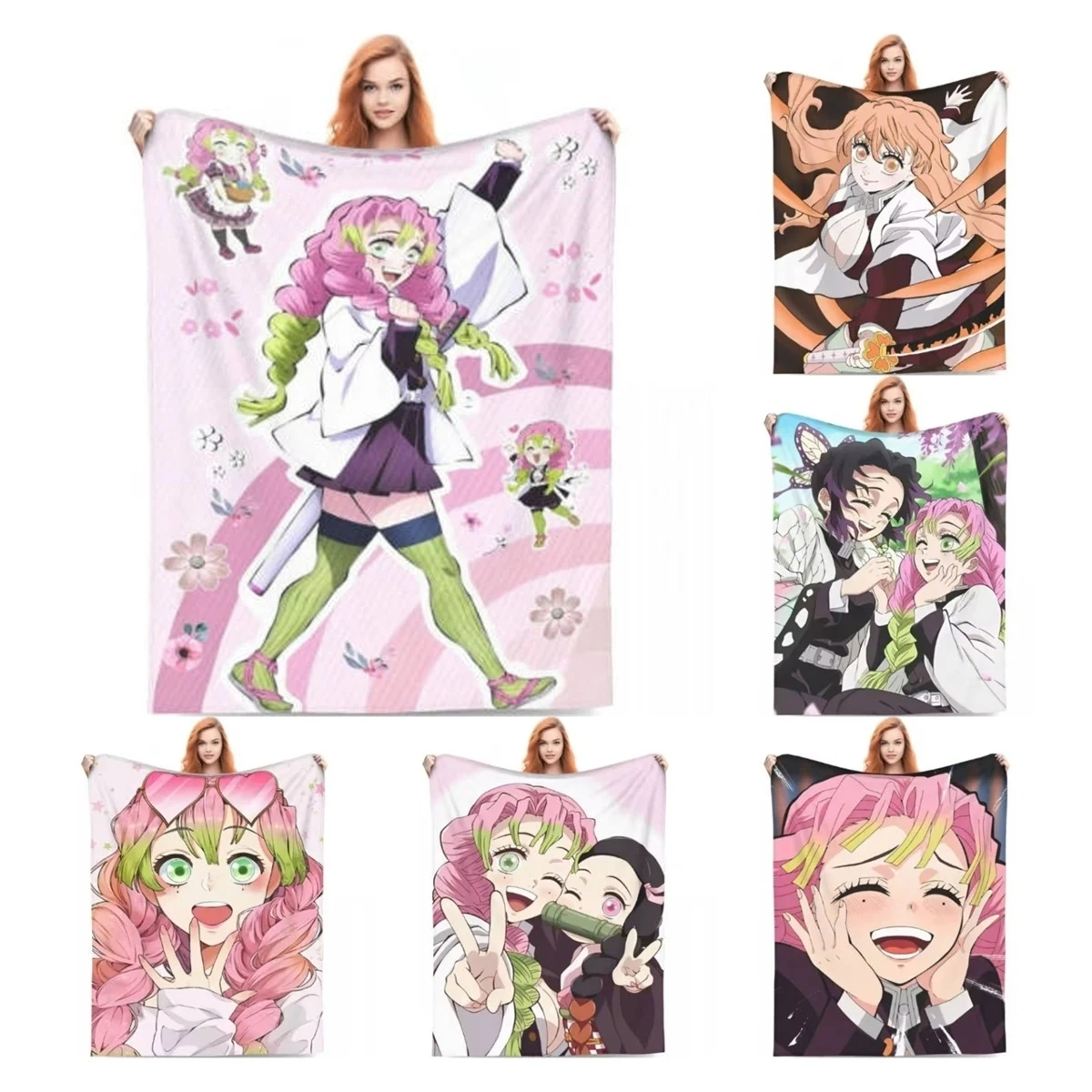 אהבה hashira mitsuri kanroji שמיכה צמר שמיכה אנימה שד להשליך שמיכות ספה לסלון מצעים 150*125 ס 