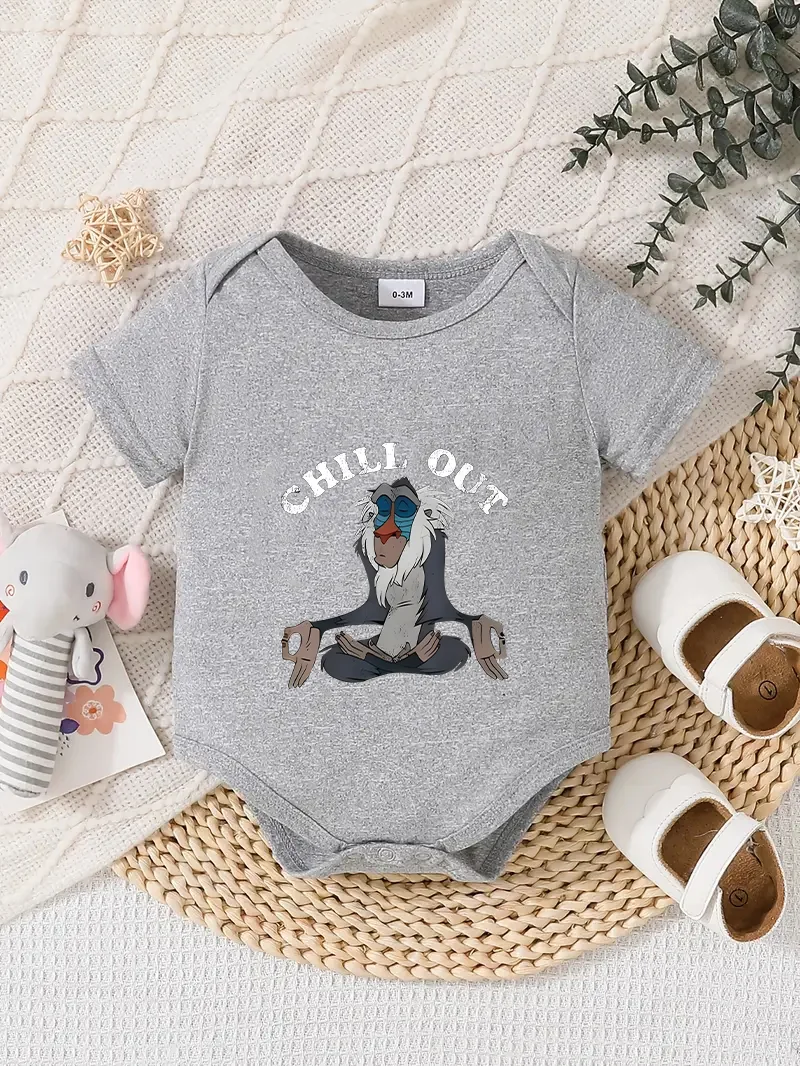 

【Officially Authorized】 Disney "Rafiki" Baby triangle onesie: "Chill Out" Meditating Rafiki Print, Soft Comfortable Fabric
