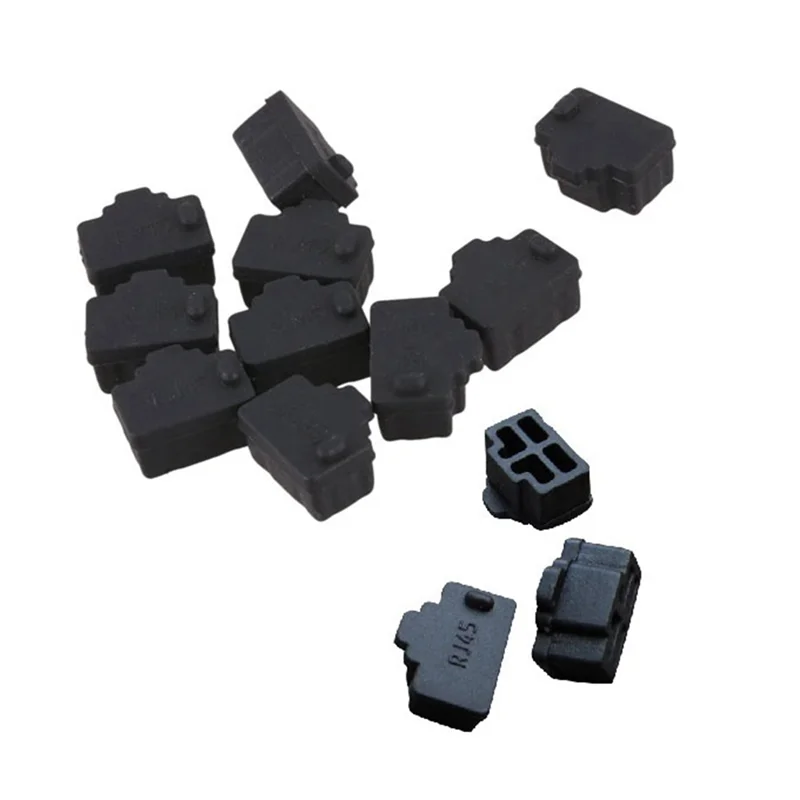 100Pcs Black Ethernet Hub Port RJ45 Anti Dust Cover Cap Protector Plug RJ45 Interface Dust Plug for RJ45 Female Port