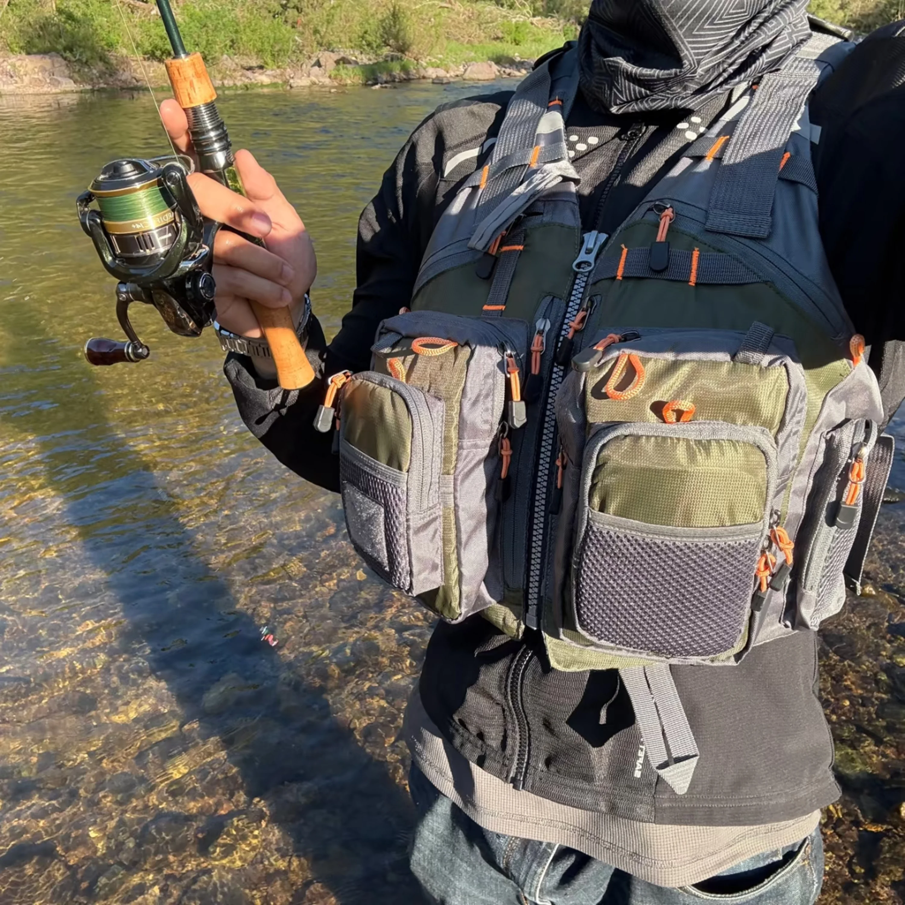 SWROW Fishing Vest Outdoor Sports Mountaineering Hiking Cycling Adjustable Fly Fishing Swim Vest Fishing Tackle
