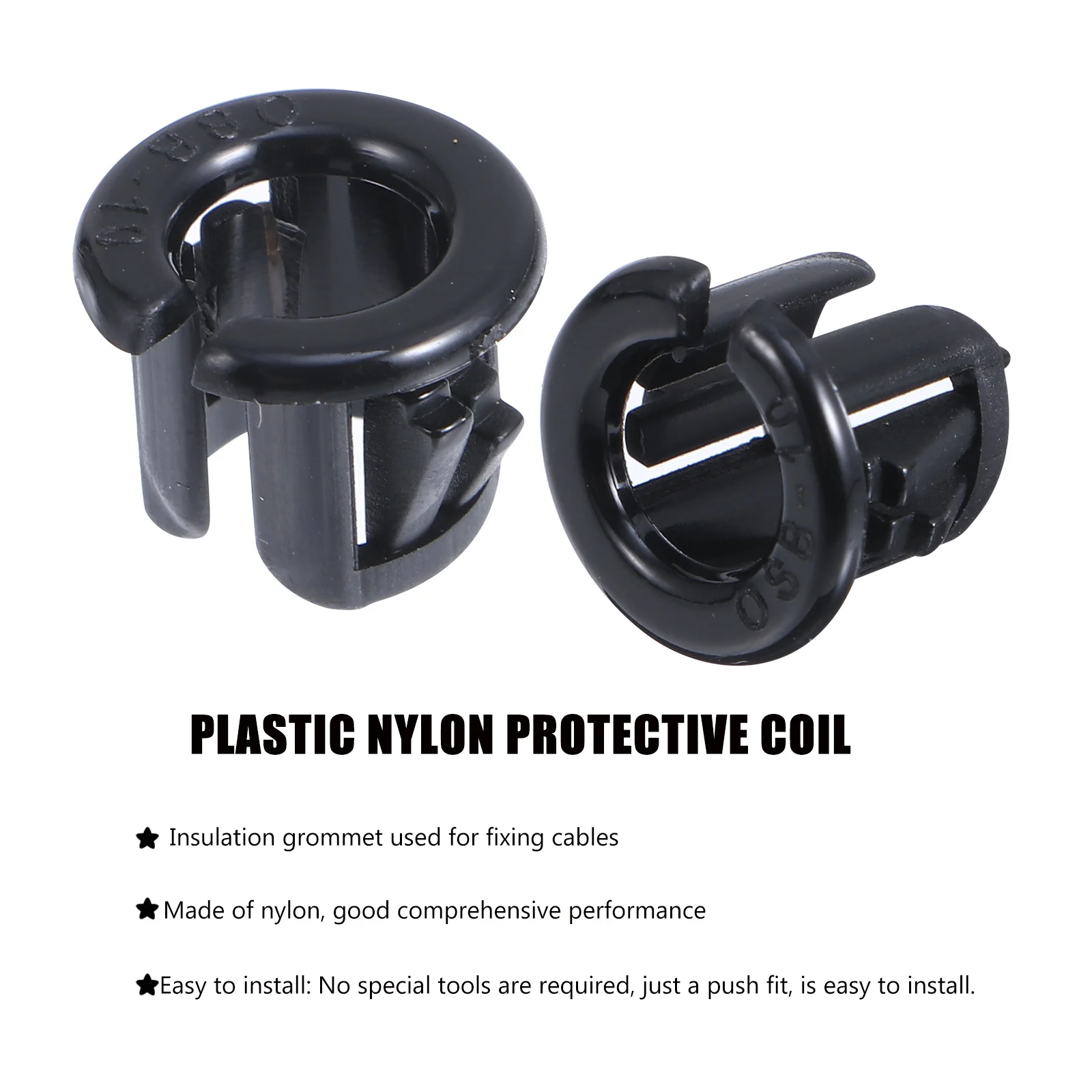 100pcs Cable Snap Grommet Nylon Black Protective Bushing Wear Resistant Vibration Absorbing Insulation For Cables Tubing Shafts