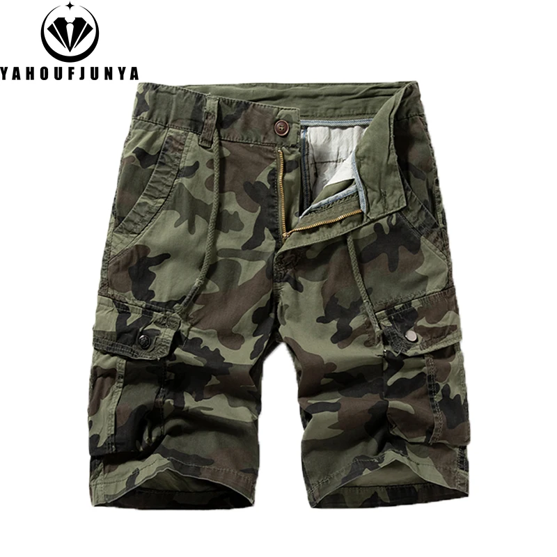 New Men Summer Outdoor Camouflage Cargo Straight Shorts Men Loose Casual Fashion Joggers Cotton High-Quality Design Short Male