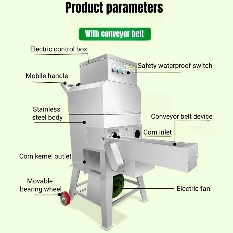 Stainless Steel Frozen Food Industry Sweet And Fresh Corn Shelling Machine With Conveyor Belt