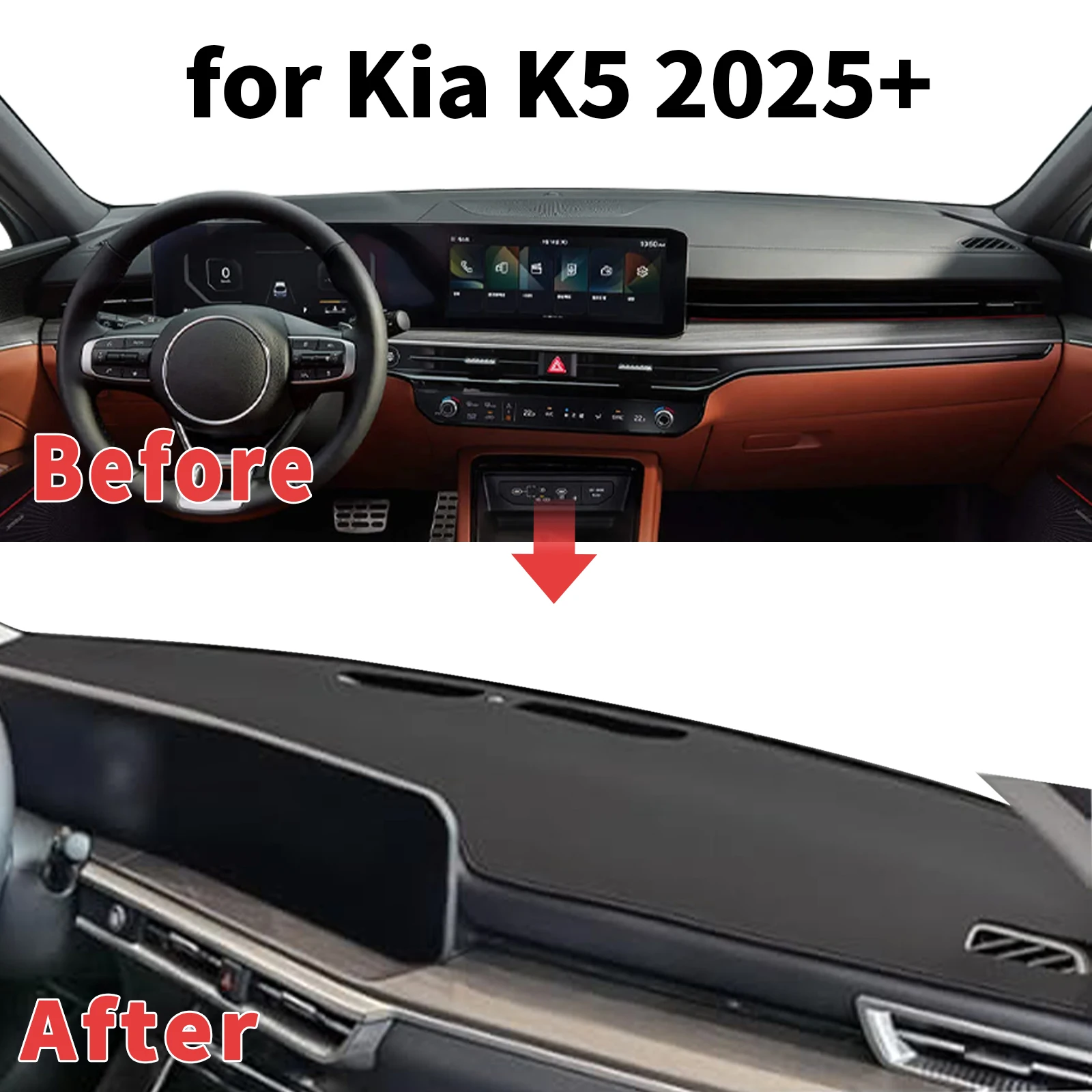 

for Kia K5 2025-2027 GT-Line (Without HUD) ​​Dashboard Cover Sun Shade Protector Dashmat Anti-Glare UV Block Carpet Mat Dash Mat