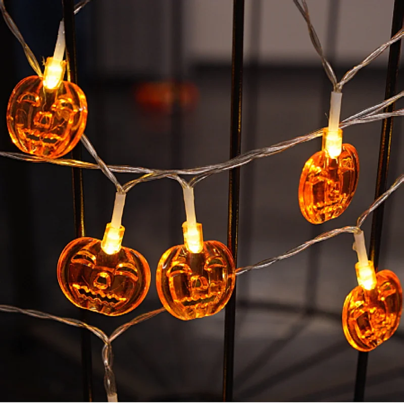 Guirnalda de luces Led de calabaza con USB, decoración navideña, ambiente interior, batería para habitación de niña, Halloween, impermeable, Año Nuevo, 078