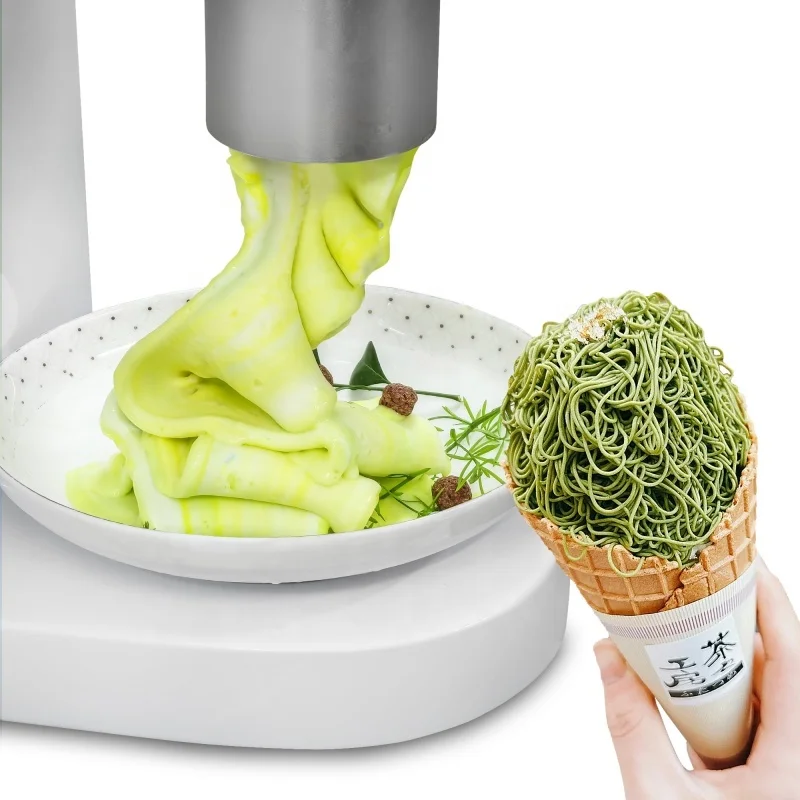 Red/ White/ Yellow 420 Ml Italy Ice Maker 80W Noodle Shape Soft Serve Pasta Ice Cream Swirl Snack Spaghetti Ice Machine