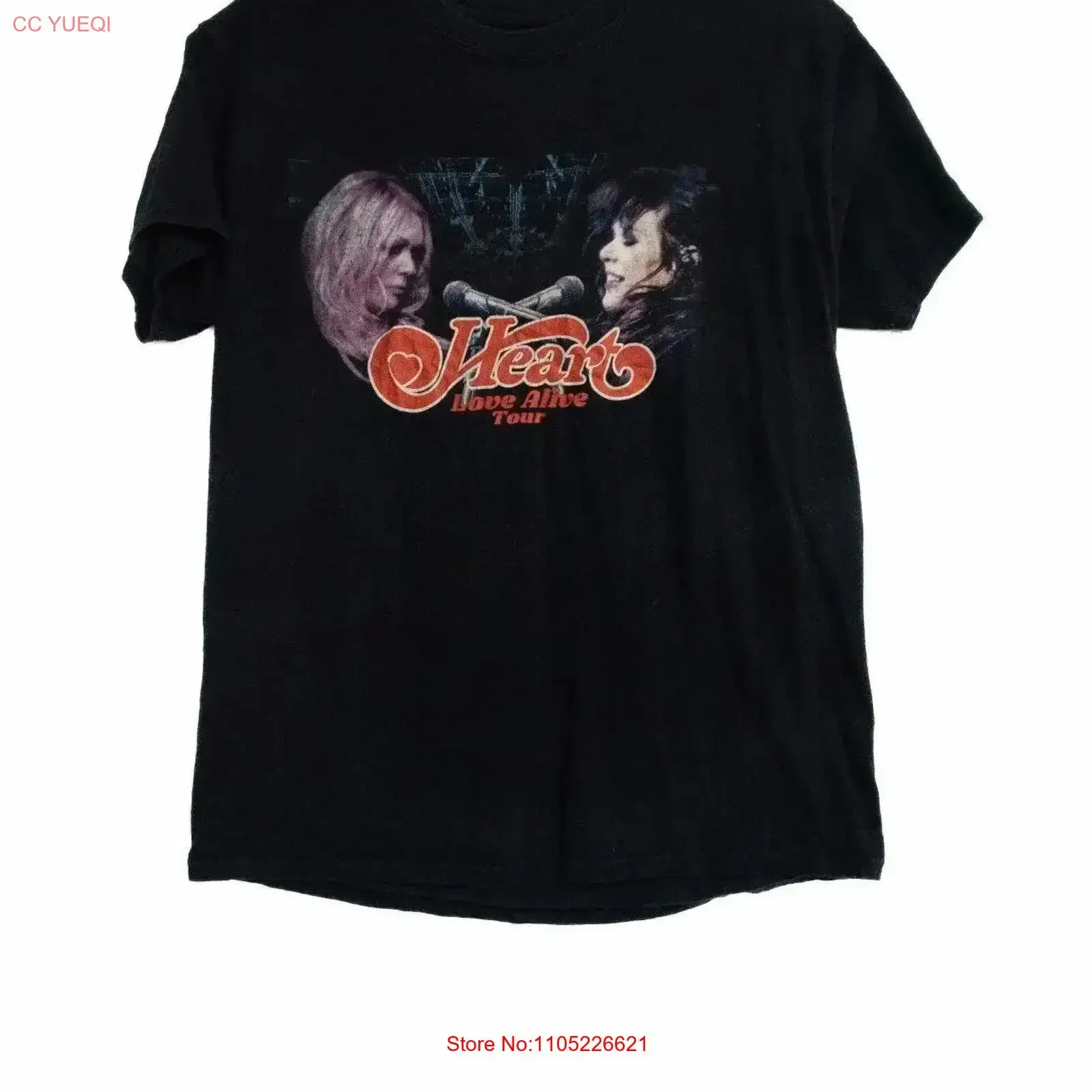 Heart Long Alive Tour Hommes Noir T-shirt Col rond Coton Taille M vintage Lavé vêtements de créateur streetwear mode graphique