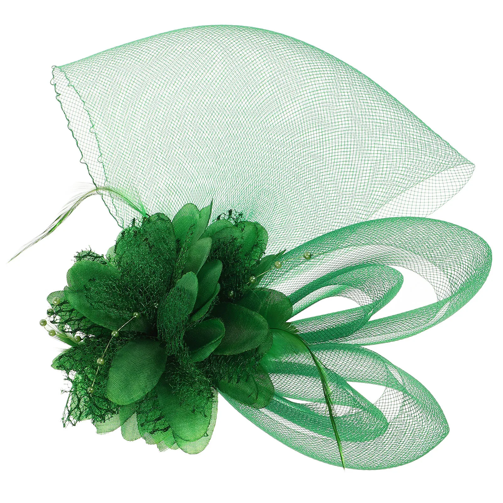 

Flower Hair Accessories Green Fascinator Hat Women Mini Top Hat Headb Netted Flower Design Wedding Banquet Birthday