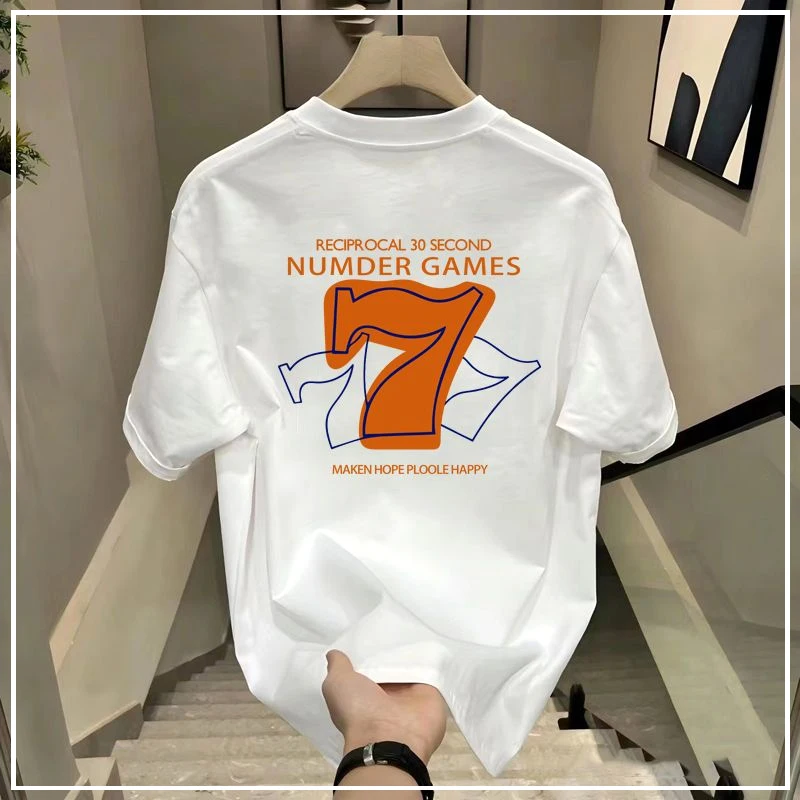 

2024 new summer Korean version simple casual loose oversize fashionable round neck print versatile short sleeved t-shirt for men
