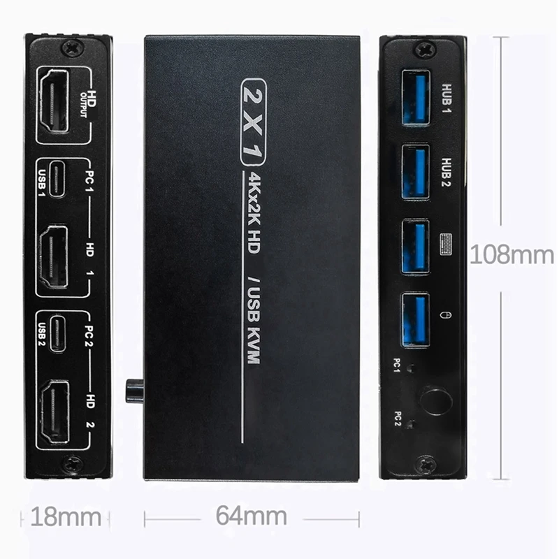 محول 4K 2 في 1 خارج سريع فيديو الجلاد 1 قطعة التبديل السريع 2 شاشات لأجهزة الكمبيوتر التلفزيون العارض اتصال سريع التبديل