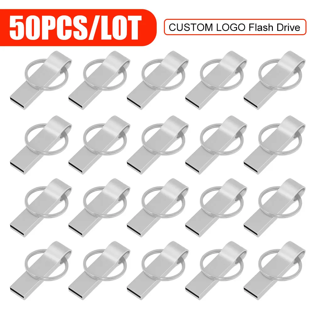 New 50PCS/Lot Metal USB Flash Drive Pen Drives 4GB 16GB Pendrives 32GB 64GB Memory Stick 128GB U Disk Gift Free Customized LOGO