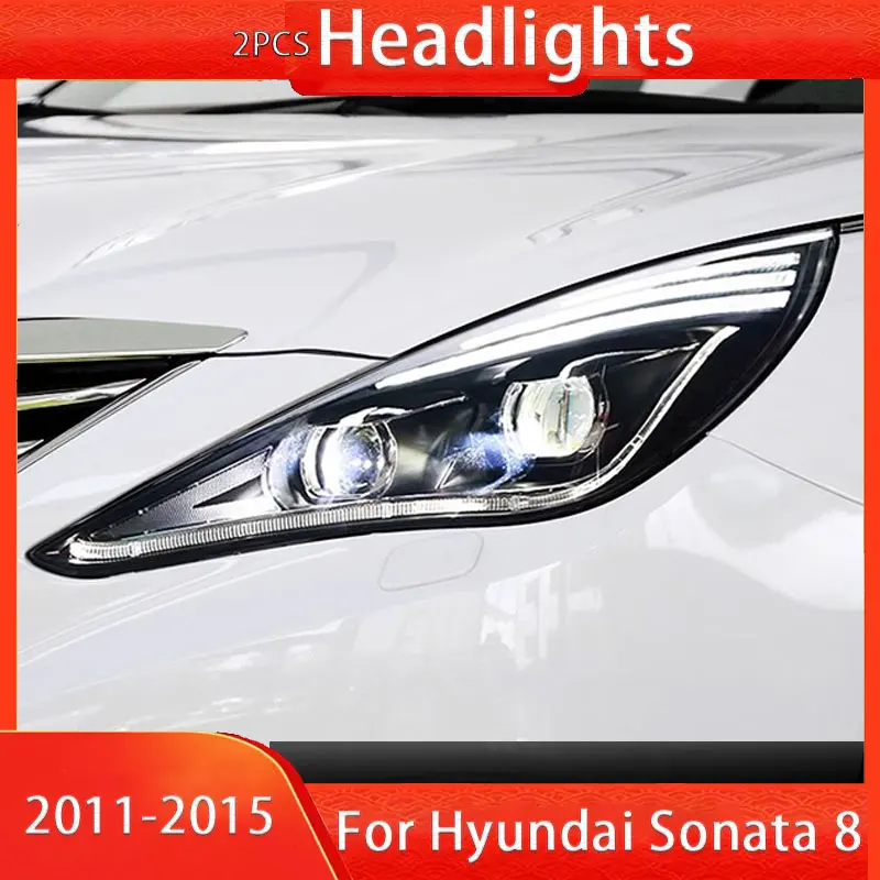 Car headligts for Hyundai Sonata 8 LED Headlight 2011-2015 Headlights Sonata DRL Turn Signal High Beam Angel Eye Projector Lens