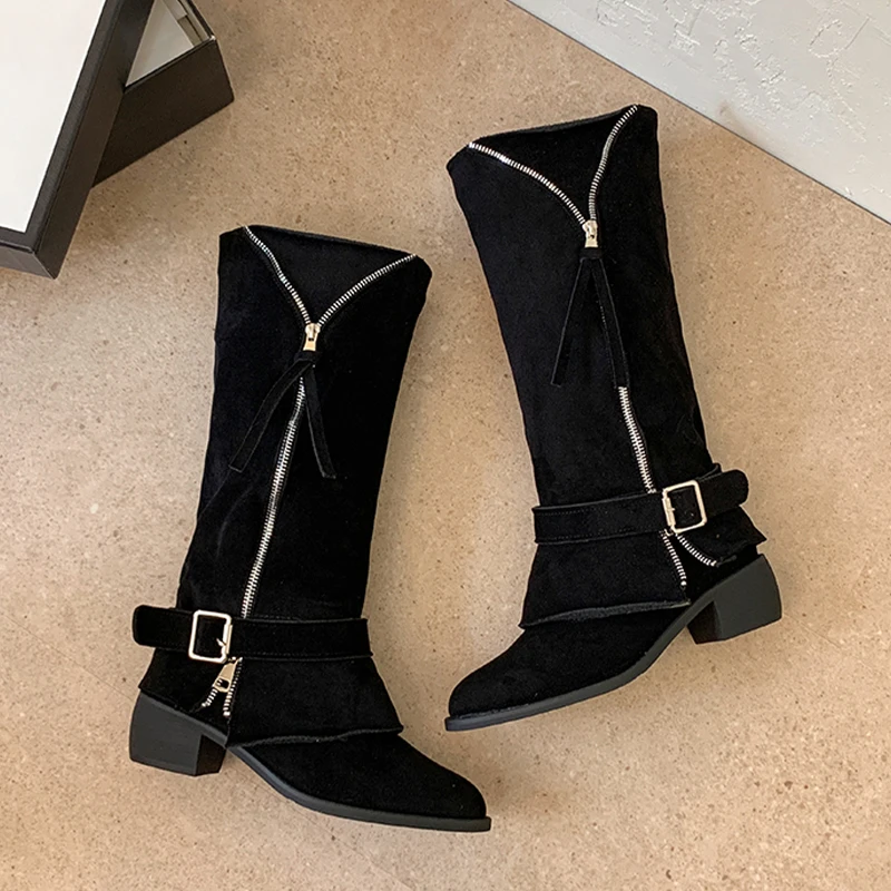 여성 웨스턴 카우보이 미드 카프 부츠 포인티드 토 블록 - Women Shoes Size 7 리뷰 및 가격
