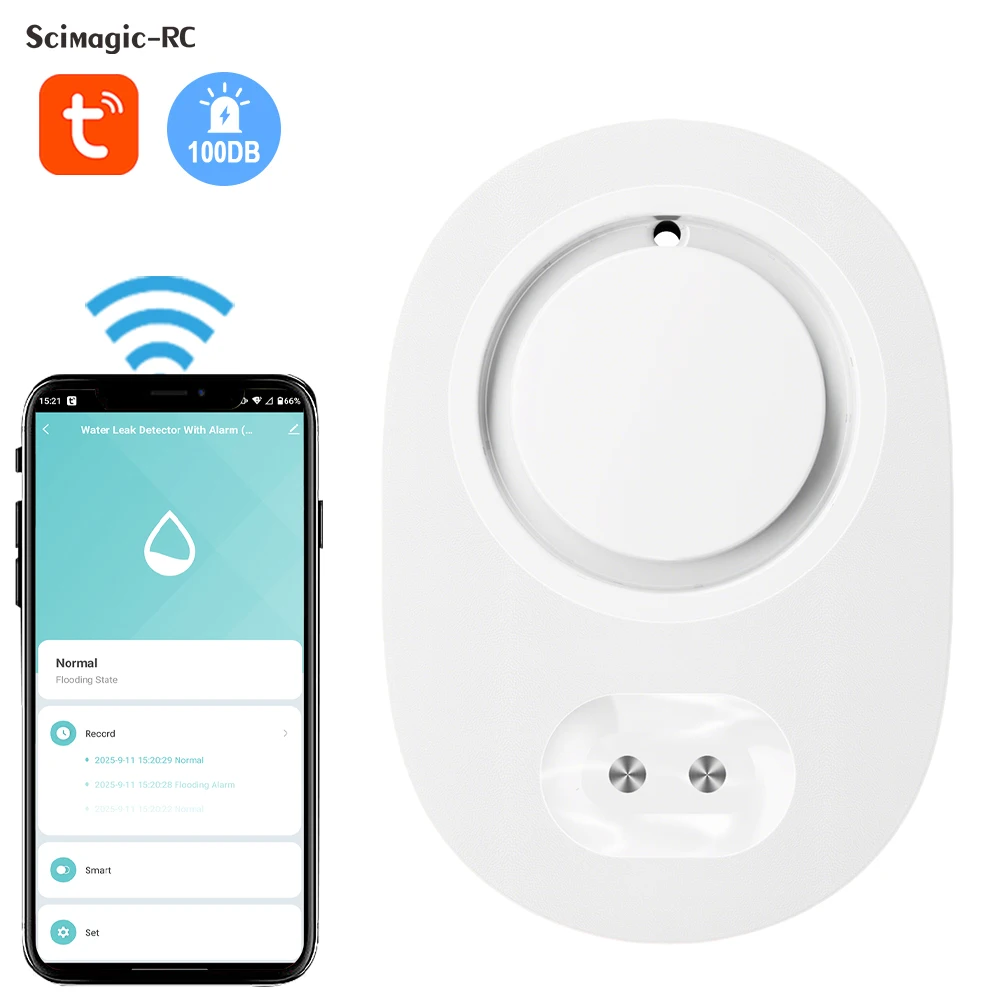 

Умный детектор утечки воды Tuya Wi-Fi, 100 дБ, звуковая сигнализация, приложение, мониторинг в реальном времени, защита дома, кухни/подвала/прачечной комнаты
