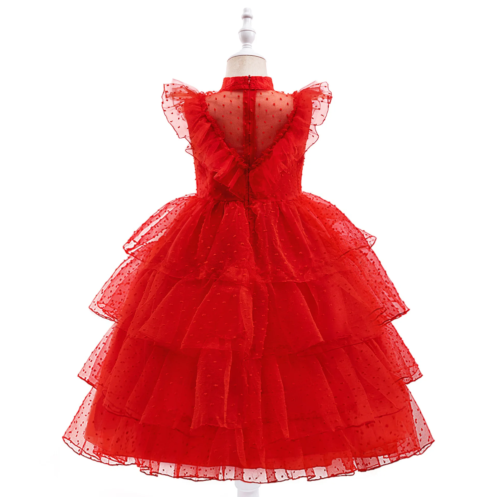 Lydia-Inspiriertes Mädchen-Filmkostüm Rotes Gotisches Prinzessinnenkleid+Schleier+Spitzenhandschuhe Halloween-Party Rollenspiel Deluxe Hochzeitskostüm – Detail 4