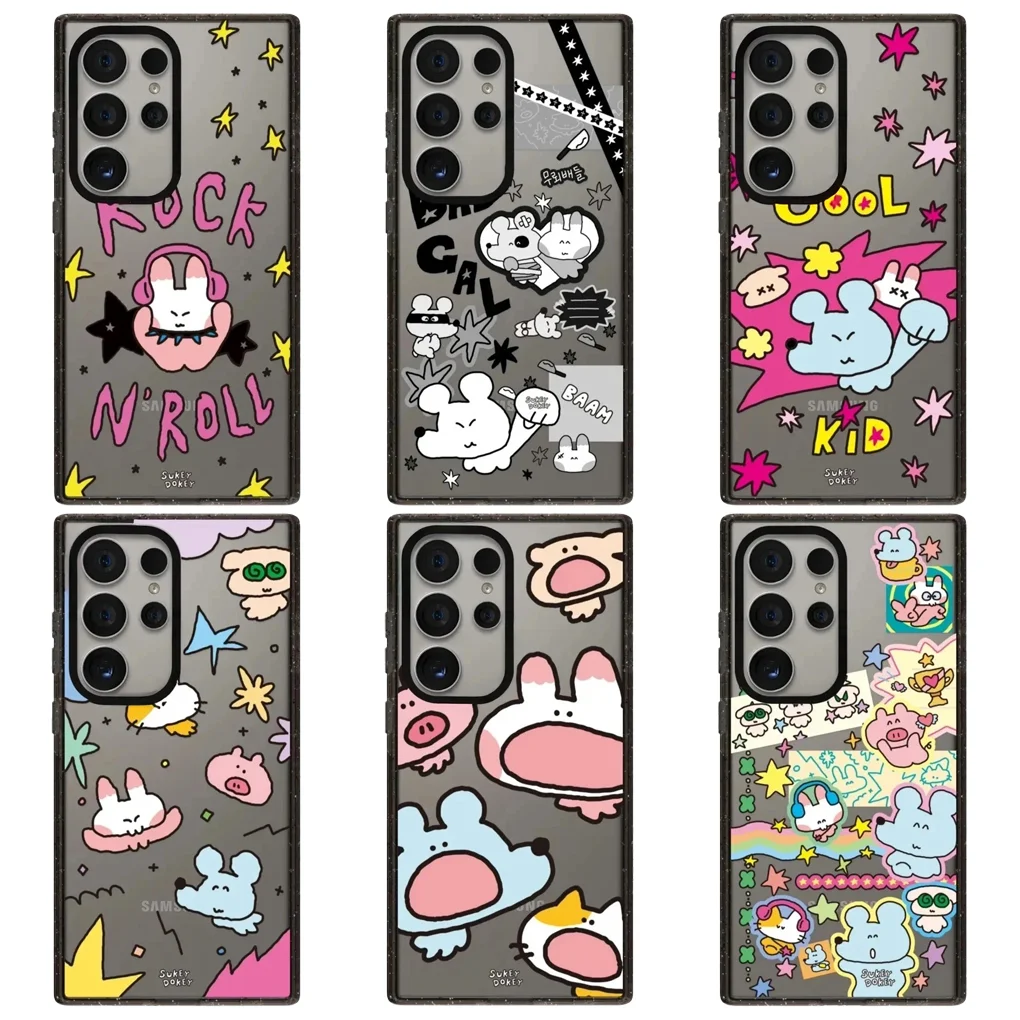 

Cool Kid Acrylic Black Border Case for Samsung Galaxy S23 S24 S25 Ultra Plus S25+ Cover Protective Shell with Magsafe