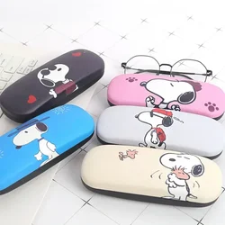 Anime Snoopy Cartoon Óculos Caixa De Armazenamento, PU Portable Eyewear Cases, Cute Women Sunglasses, Miopia Óculos, Caixa de Armazenamento Acessórios