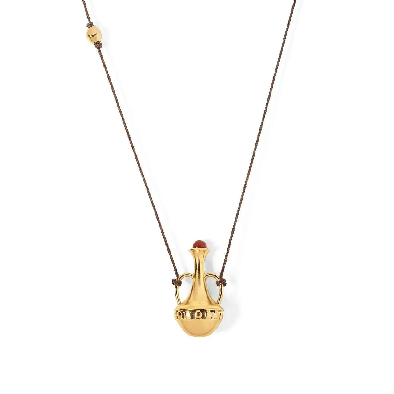 

Jenny&dave Red Agate Double Ear Bottle Shaped Pendant Woven Rope Necklace Women's Gold And Silver Dual Color