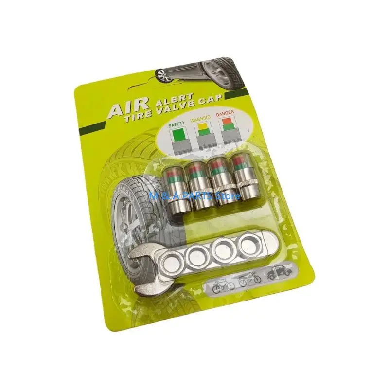 U1JF Color Changing Tire Pressure Caps Car Tire Pressure Includes Wrench For Easy Maintenance