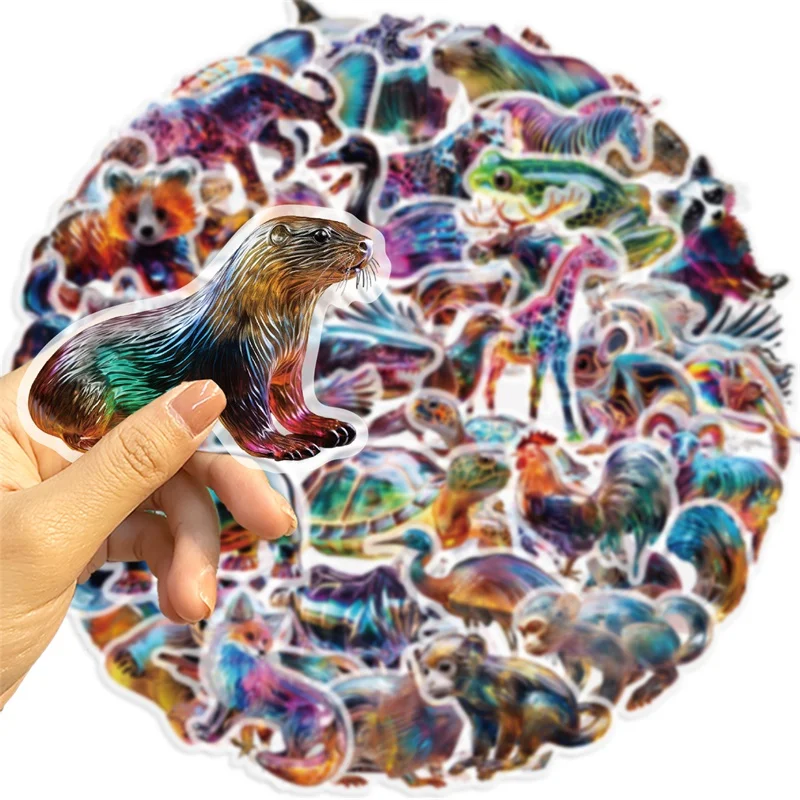 50PCS Color Glass Animals PET Sticky Sticker Aesthetic Korean Stationery DIY Transparent Decoration Scrapbooking School Supplies