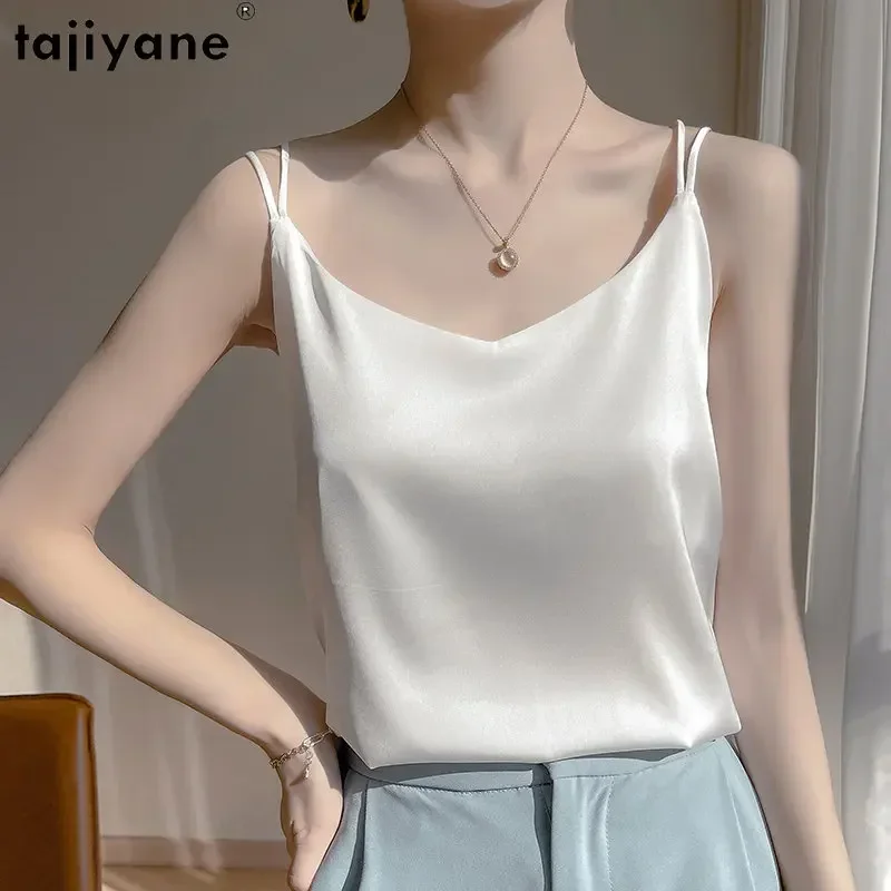 

Tajiyane Elegant Camisole Women's Clothing White Tank Top Woman Beauty Back Acetate Tops for Women 2023 Summer Sleeveless Tanks