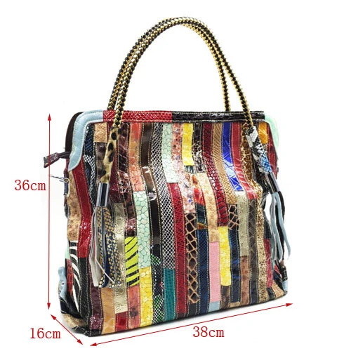 Big Capacity Real Leather Handbag for Women Designer Lady Genuine Leather Patchwork Top Handle Bag Casual Leisure Daily Work Bag