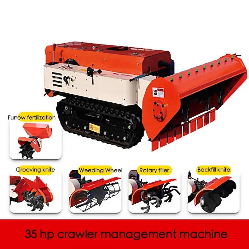 35HP Crawler Garden Management Machine Micro-tillage Multi-function Rotary Tillage Trencher Agricultural  Diesel Fertilizer Weed