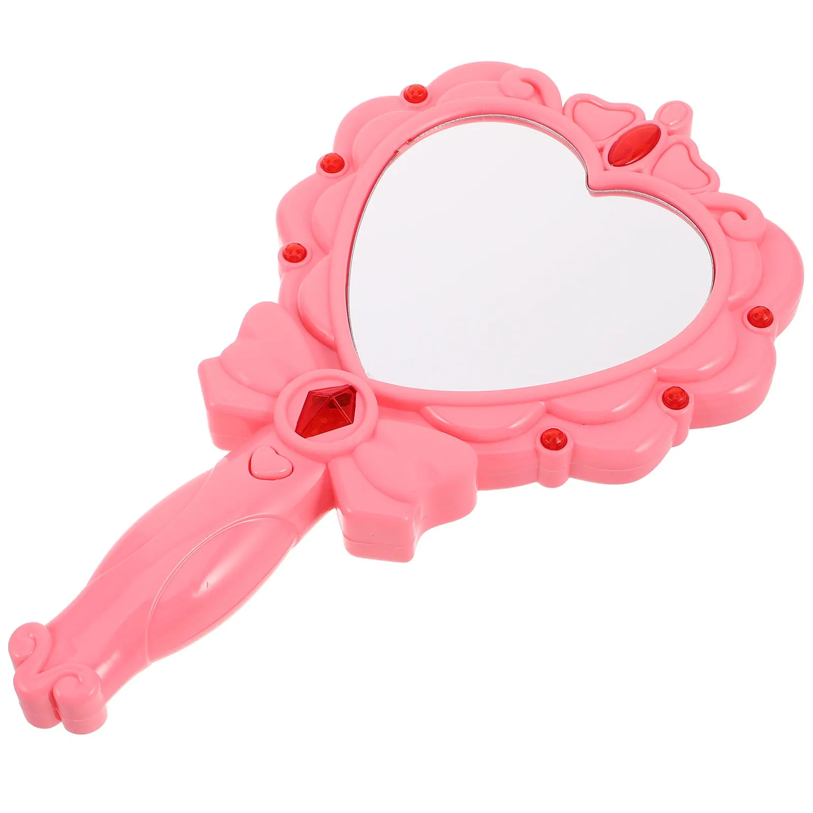 مرآة يد صغيرة مضيئة بتقنية LED للفتيات في المهرجانات، مرآة يدوية مضيئة للأطفال لأعياد الميلاد ولعب الأدوار، لعبة مرآة مضيئة للأطفال