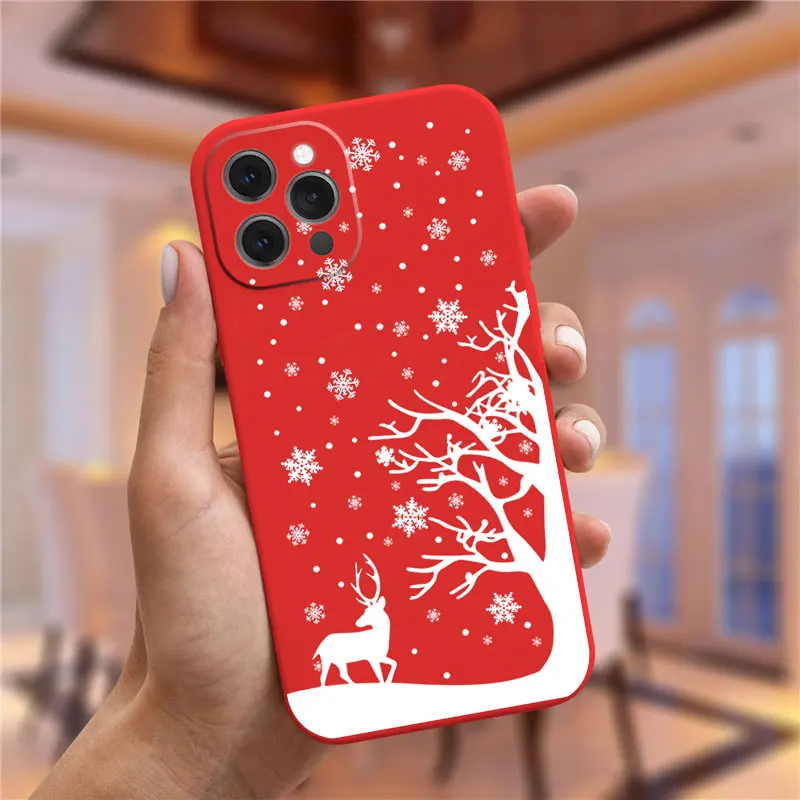 Christmas New Year Gift Santa Claus Christmas elk Red Phone Case For iPhone 14 11 12 13 Pro Max Mini XS XR 8 7 Plus Cover Fundas