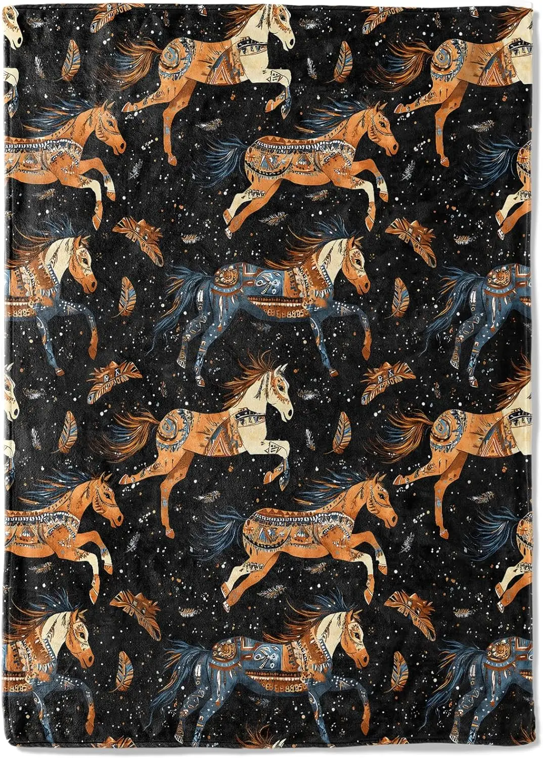 Manta polar de caballo celestial, mantas de 50x60 pulgadas con animales del cielo nocturno, suaves y acogedoras, ligeras, ideales para la sala de estar
