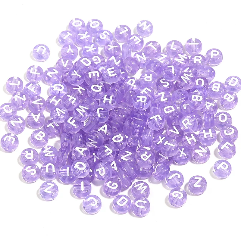 100Pcs 7mm Acrylic Alphabet Beads Colored Loose Spacer Flat Round Letter Beads For DIY Bracelet Earrings Accessories Wholesale