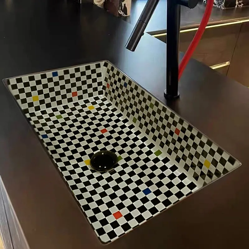 حوض تحت الطاولة حوض غسيل سيراميك مربع الحمام مغسلة منزلية جزءا لا يتجزأ من شرفة مغسلة صغيرة ضيقة الجانب