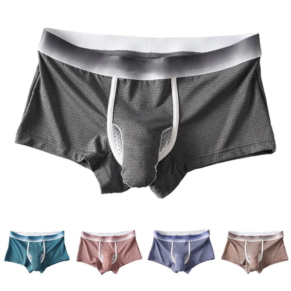 

Sexy Men Elephant Nose Boxer Briefs Shorts Breathable Mesh Pouch Underwear Lingerie Low Waist Panties Boxers
