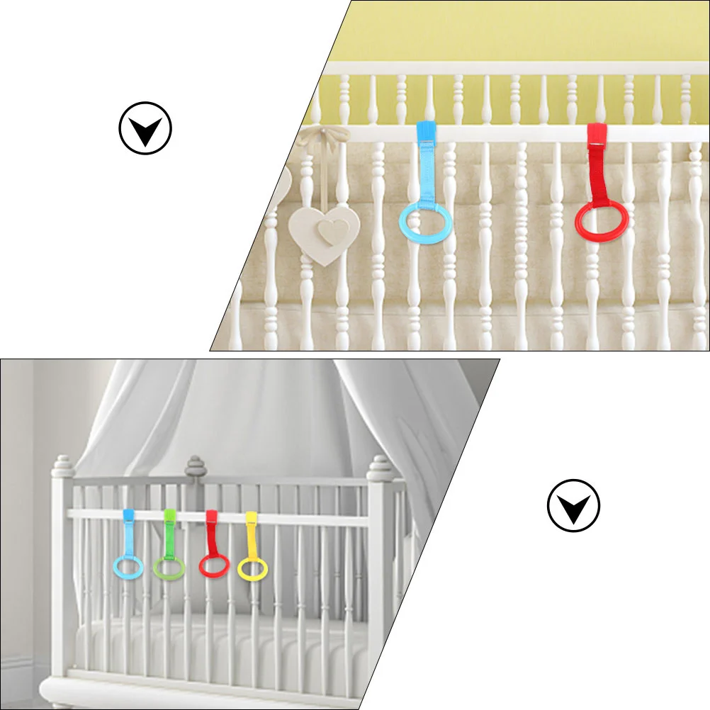 4 anneaux de tirage suspendus pour lit de bébé, poignées d'apprentissage pour bébé, anneaux de préhension pour apprendre à marcher, chambre d'enfant