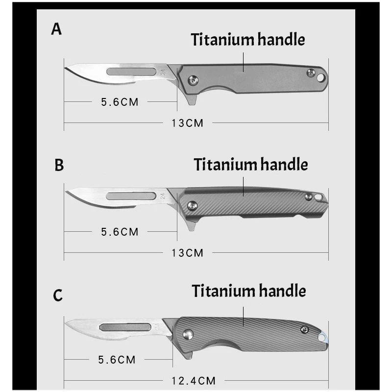 Upgrade Titanium Alloy Scalpel EDC Mini Folding Knife With 10pcs NO.24 Replaceable Blade engrave carving utility Tools