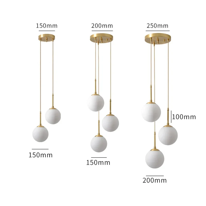 

LED Glass Ball Pendant Lamp Nordic Chandelier Lights Home Indoor Dining Room Restaurant Bar Table Decor Hanging Suspension Lamp