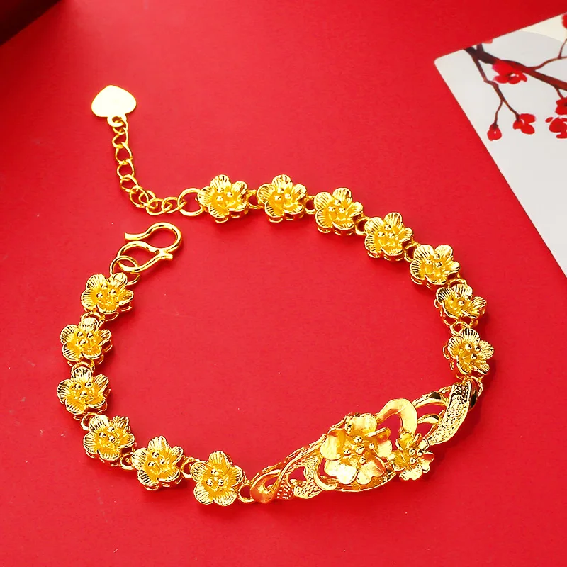 

Prosperous Bloom Window Flower Bracelet! 24K Gold AU999 Women's Style, Gold-Plated Petal Eye-Catching, Fashion Noble Unique