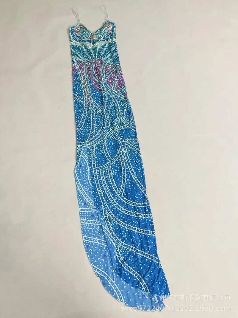 2025indigo Wit Prachtige Veelzijdige Verjaardag Diner Licht Luxe Avond Zeemeermin Prestatiekleding Zanger Prestatiekleding