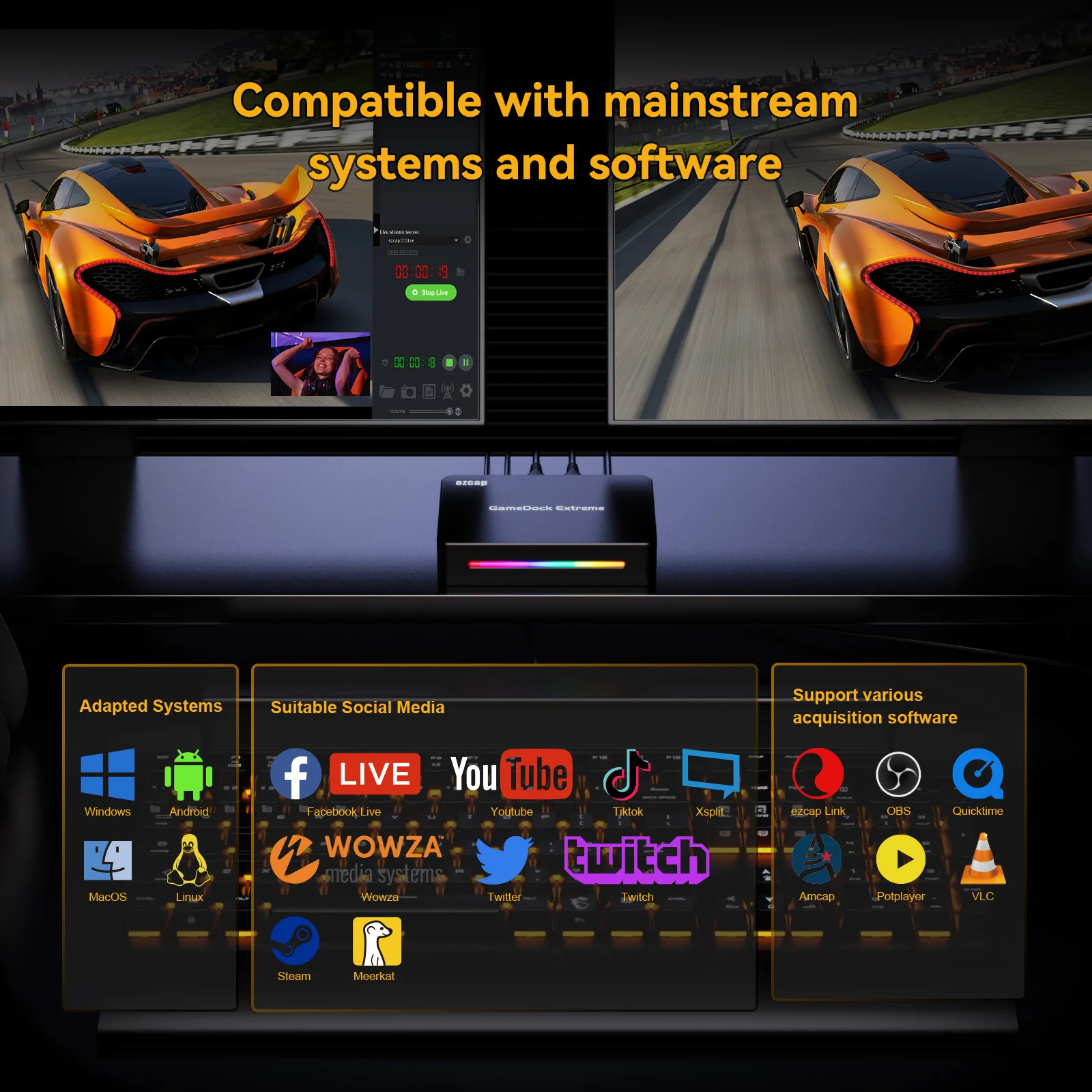 4K 60fps HDMI USB Video Capture Card HDR VRR RGB Gaming Live Streaming