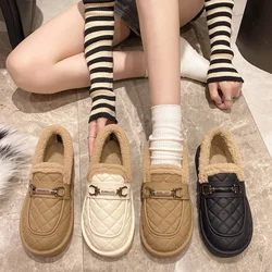 Plus Size donna inverno nuova moda scarpe in cotone caldo donna autunno Slip-on mocassini pelliccia Casual Flats Sneakers donna punta tonda