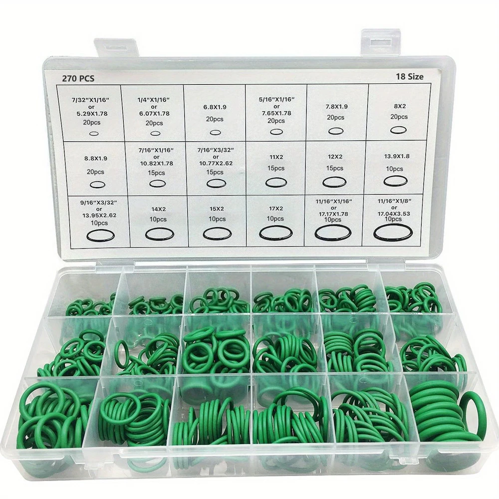 O Ring Kit Sealing Gasket Green Fluorine Rubber O-Ring Insulation Corrosion Resistant Heat Faucet Plumbing Automotive Gasket
