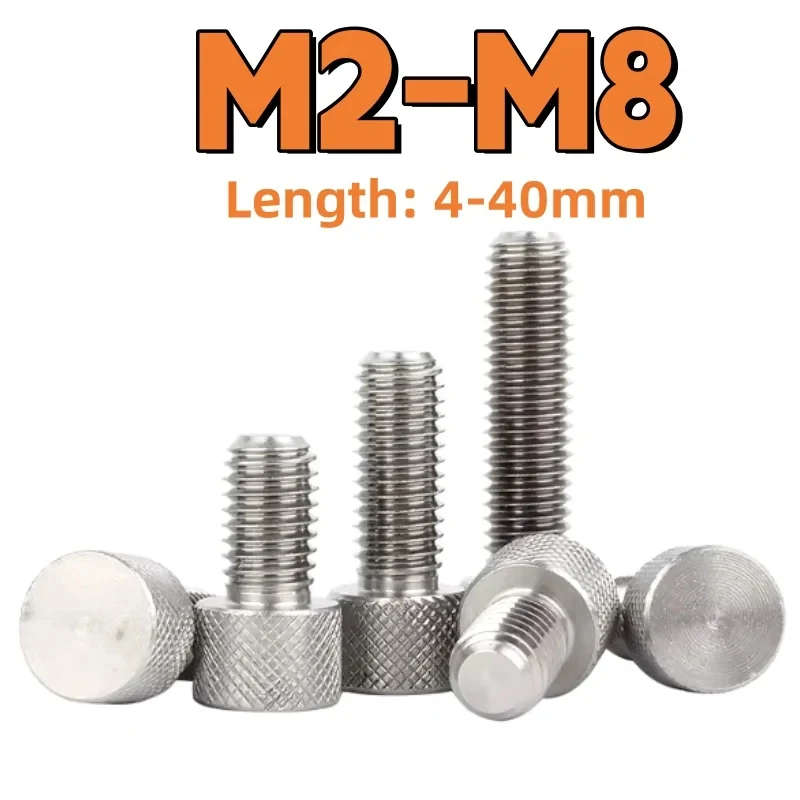 

304 Stainless Steel Knurl Head Thumb Screws Round Hand Adjustment Tighten Bolt M2 M2.5 M3 M4 M5 M6 M8