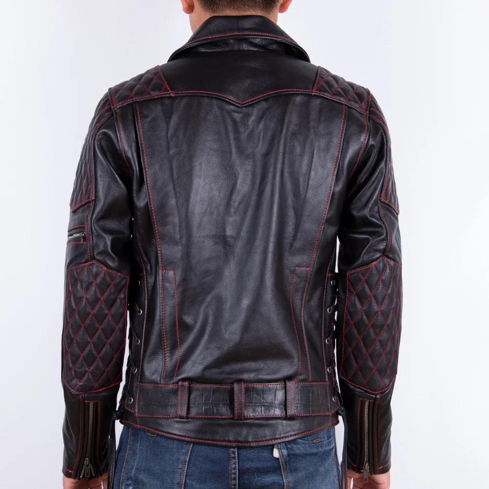 

Slim Natural 2023 Fit Men's Autumn New Top Cowhide Leather Jacket Motorcycle Suit.Free Shipping
