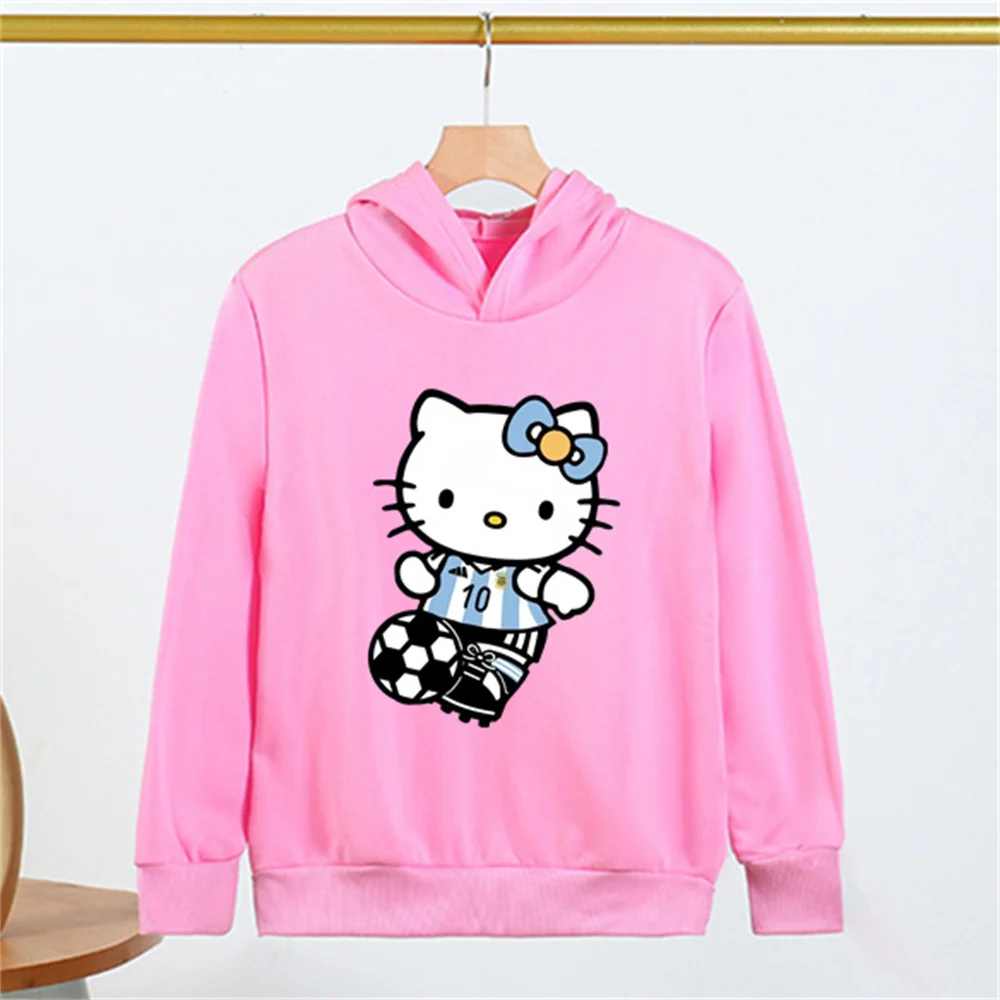 New in Cute Hoodie Hello Kitty Children's Cute Sanrio Children Sweatshirt Manga Clothes Kid Girl Boy Top Hoody Anime