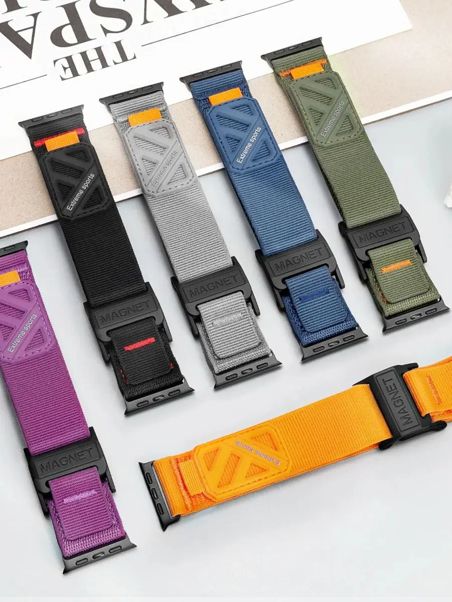 Armband für Apple Watch Ultra 49 mm, 44 mm, 45 mm, 46 mm, Herrenarmband. Magnetverschluss, Nylonarmband für iWatch Series 12, 10, 7, 8, 9, SE, 4, 5, 6.